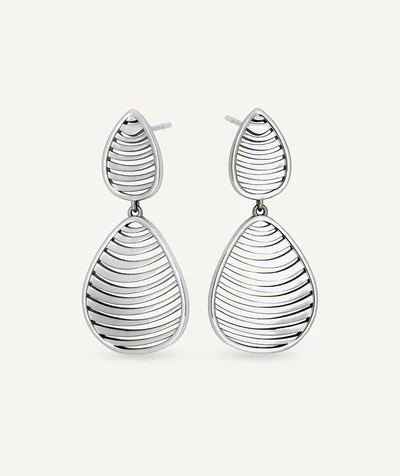 Pendientes con forma de gota calada en acabado plateado
